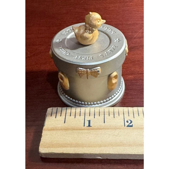 Babys First Curl Keepsake Box Pewter Round Trinket Box by Russ Berrie - Picture 6 of 8